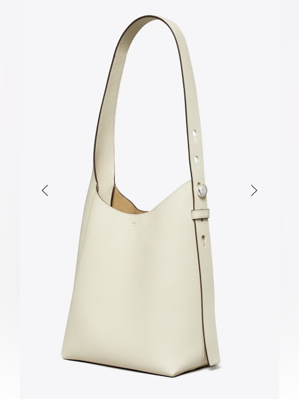 NWT Tory Burch Romy Small Hobo Light Cream  Leather Bag Purse Silver Hardware